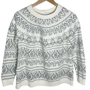J Jill cotton blend textured fair isle Nordic sweater size S